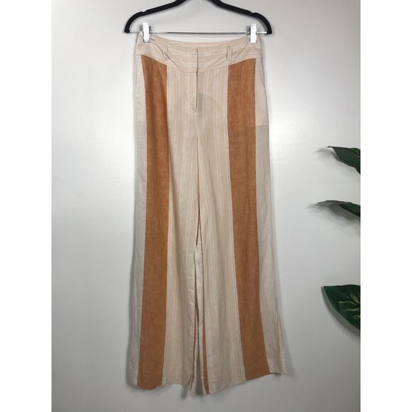 Ett:twa Anthropologie Linen Wide Leg Stripe Pants Women's 0 Airy Everyday Beachy - Picture 2 of 10